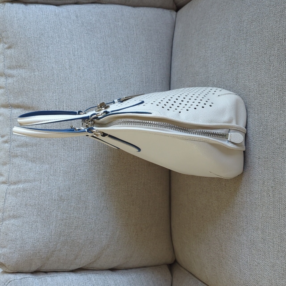 Coach Large Leather Satchel White and Blue Doctor Bag Style Rare - Picture 2 of 6
